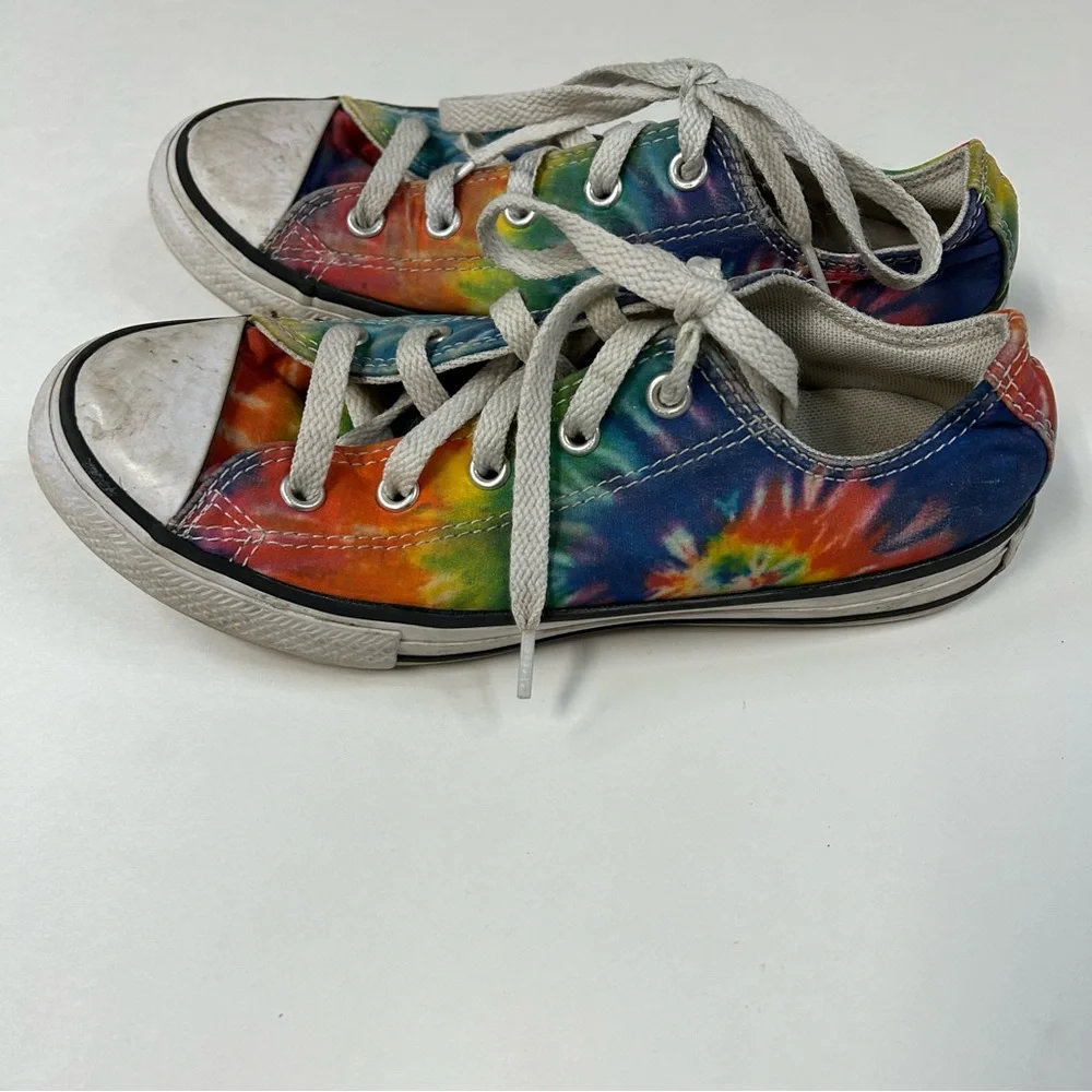 Converse Unisex Youth Kids Sneakers Size 2 Low Top Lace Up Tie Dye Yellow #1571